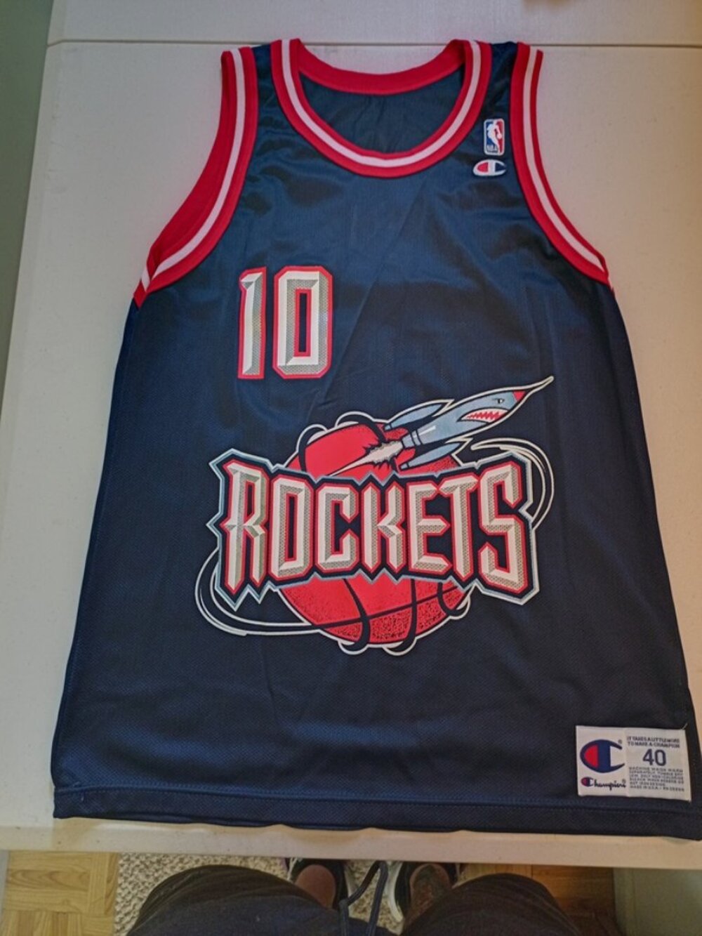 Champion Sam Cassell Houston Rockets NBA Basketball Jersey Adult Medium 40 EUC
